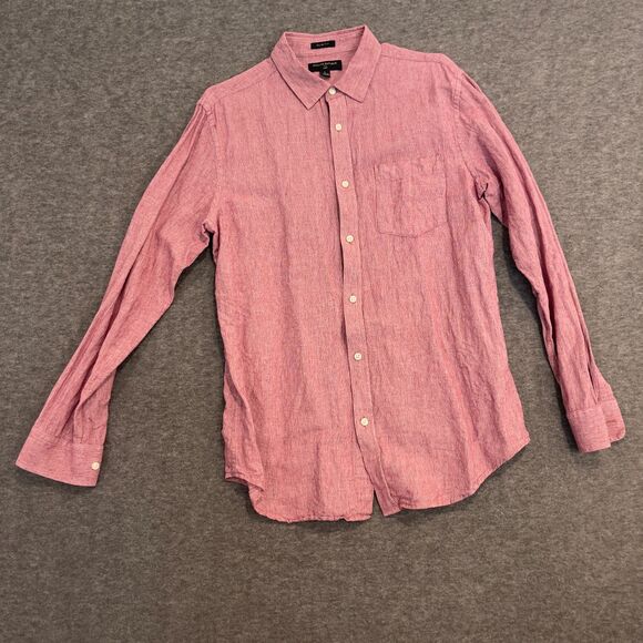Banana Republic Mens Shirt Large Slim Red Checked Long Sleeve Button Up Adult - Picture 1 of 7